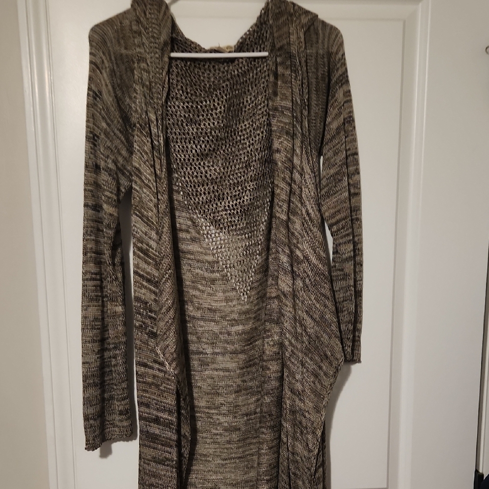 Cozy Knit Hooded Sweater - Brown